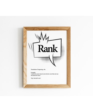Rank - Yorkshire Dialect Print Sayings - Slang - Wall Art - Home Decor